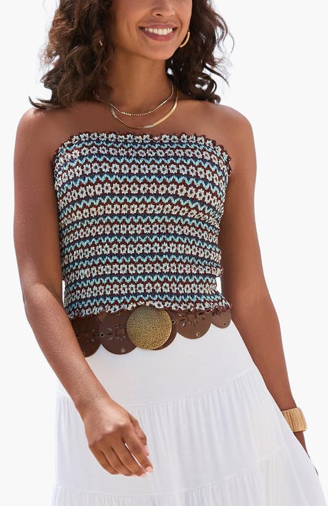 Women's Smocked Strapless Top