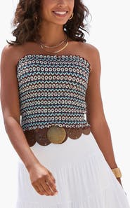 LASCANA Women's Smocked Strapless Top