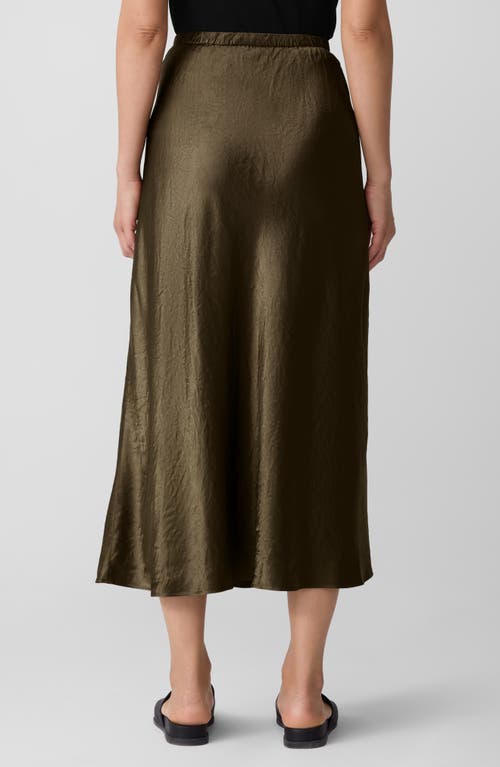 Eileen Fisher Crinkle Satin Bias Skirt In Green