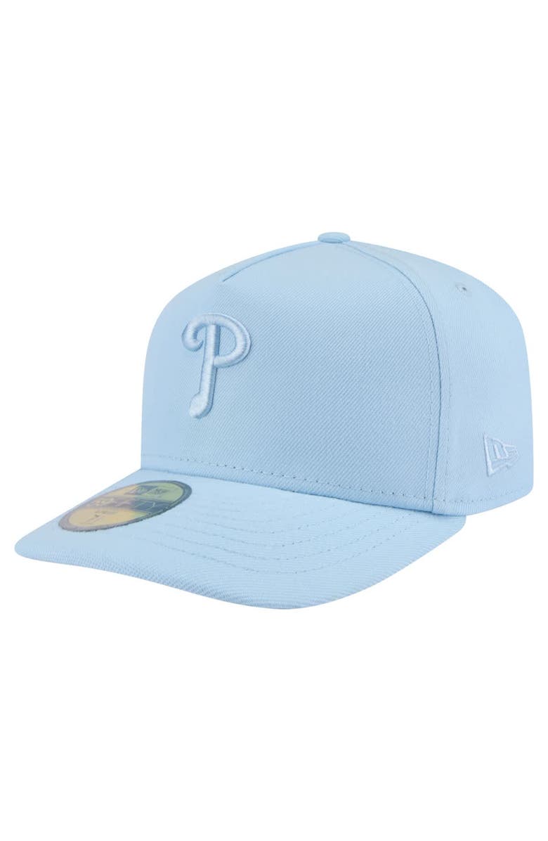 New Era Men's New Era Light Blue Philadelphia Phillies Color Pack A-Frame 59FIFTY Fitted Hat, Alternate, color, Light Blue