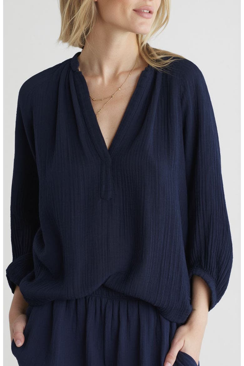 Gauze Top, Alternate, color, Navy