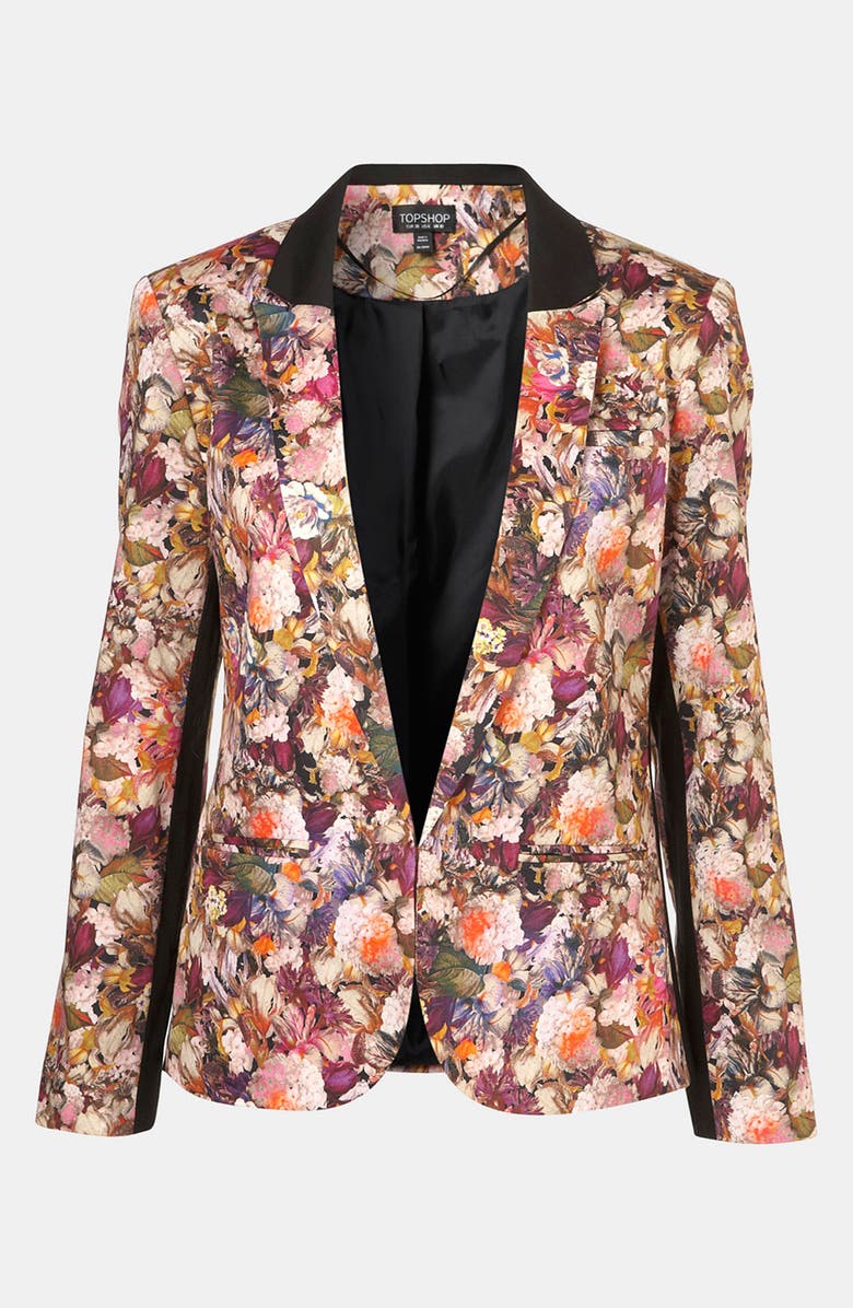 Topshop 'Hydra Floral' Print Blazer, Main, color,