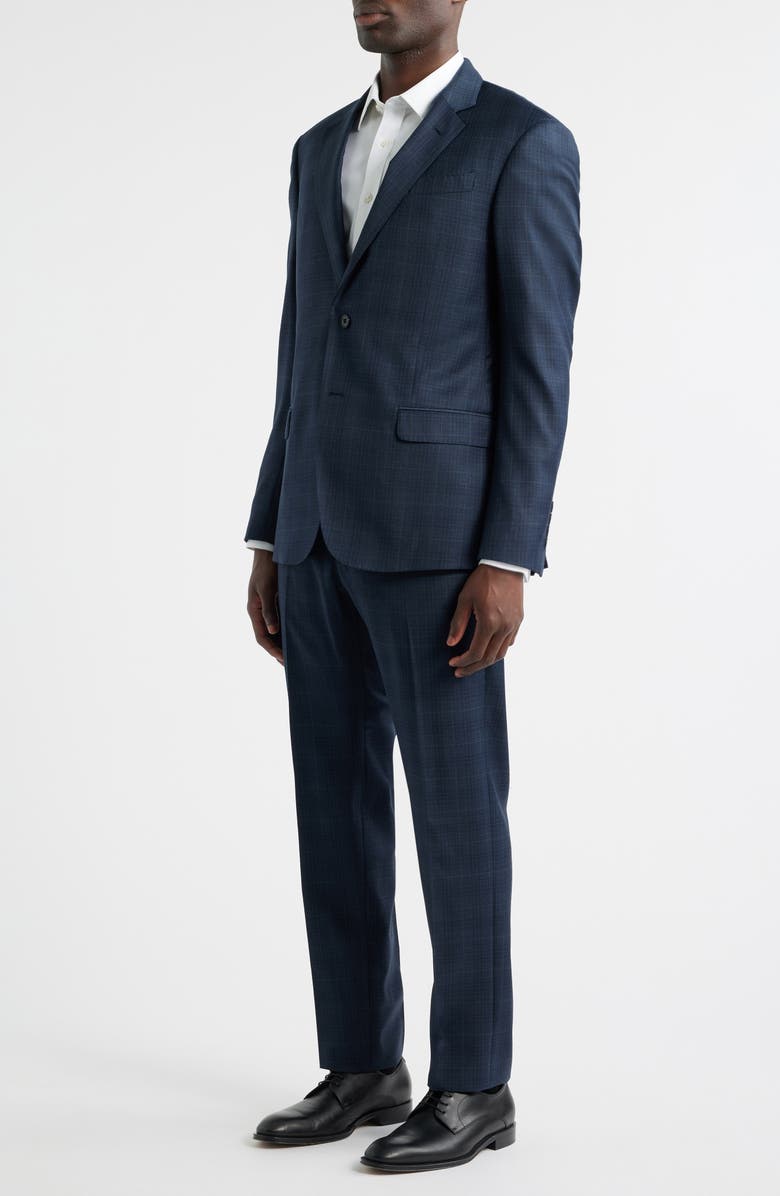 Emporio Armani G-Line Dark Teal Plaid Wool Suit, Alternate, color, Teal