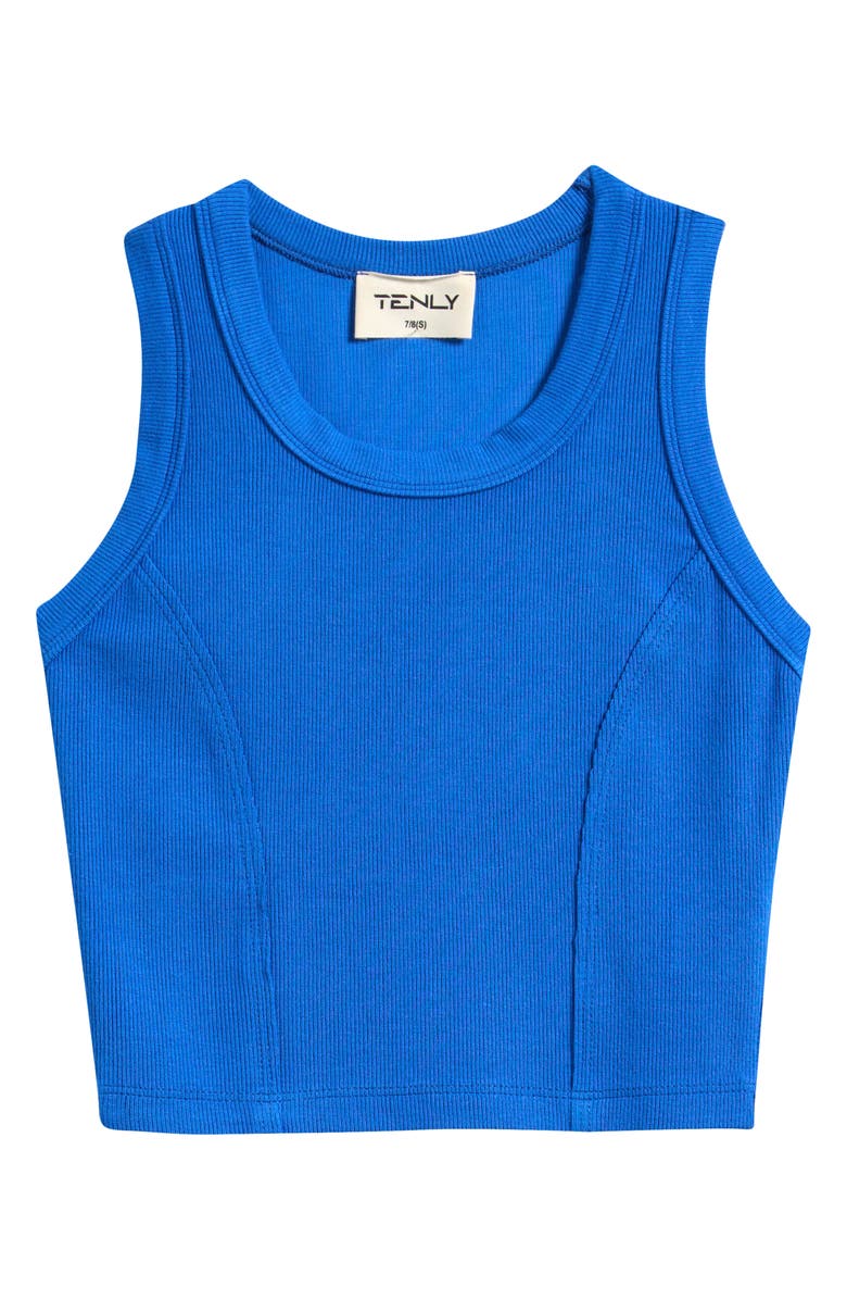 TENLY Kids' Raw Edge Rib Racerback Tank, Main, color, Bali Blue
