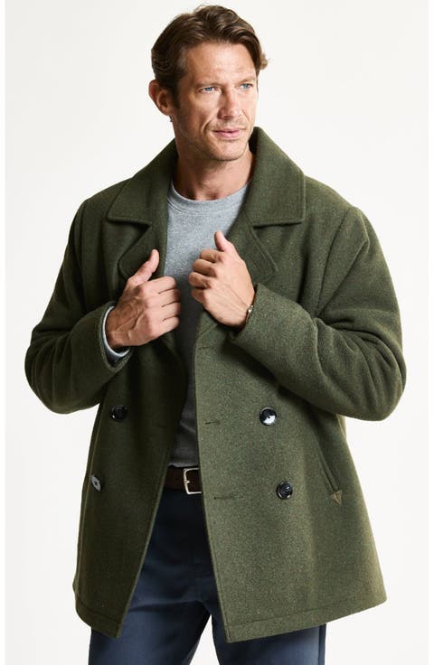 Quilted Lined Wool Blend Peacoat