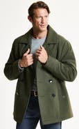 JACHS Quilted Lined Wool Blend Peacoat