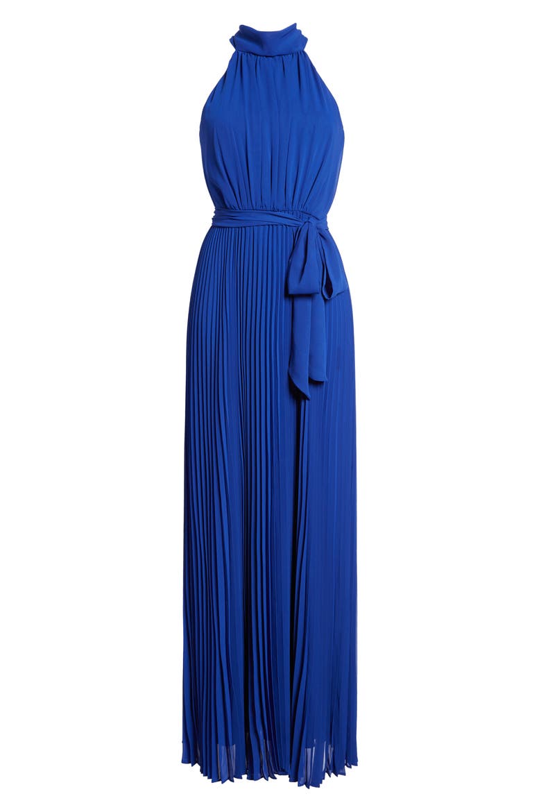 Pleated Chiffon Maxi Dress, Main, color, COBALT