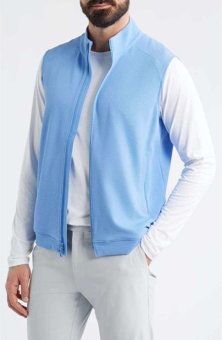 Peter Millar Cradle Piqué Performance Full Zip Vest, Main, color, Bluebird