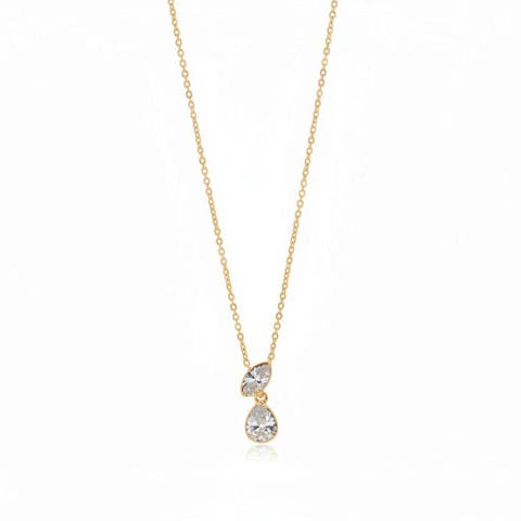 Lab Grown Diamond Marquise X Pear Drop Necklace 14K