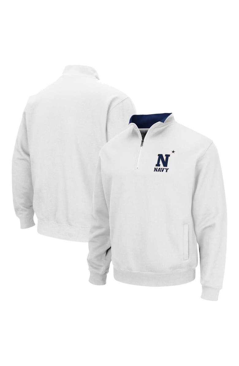COLOSSEUM Men's Colosseum White Navy Midshipmen Tortugas Team Logo Quarter-Zip Jacket, Alternate, color, White
