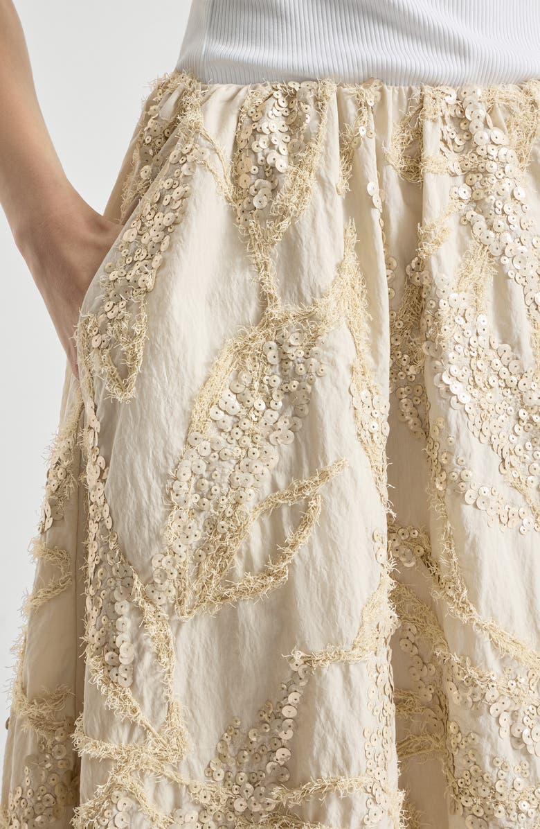 Brunello Cucinelli Skirt with dazzling seabed embroidery, Alternate, color, Sand