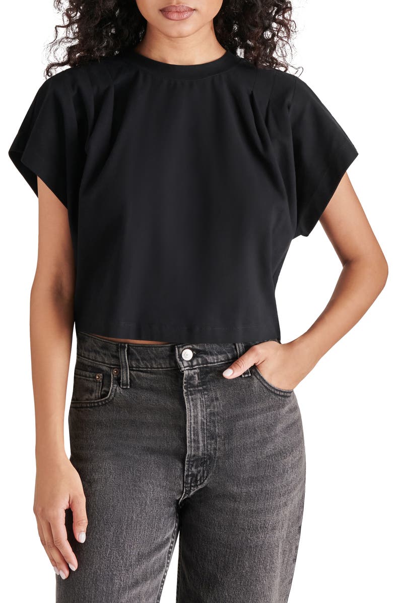 Steve Madden Noah Short Sleeve Top, Main, color, Black