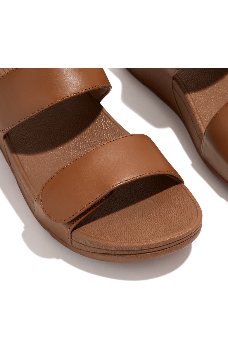FitFlop Lulu Adjustable Leather Slides Sandals, Alternate, color, Light Tan