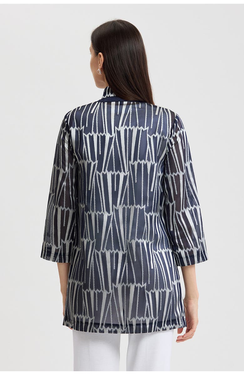 Ming Wang Heritage Novelty Woven Patterned Topper, Alternate, color, Indigo/White