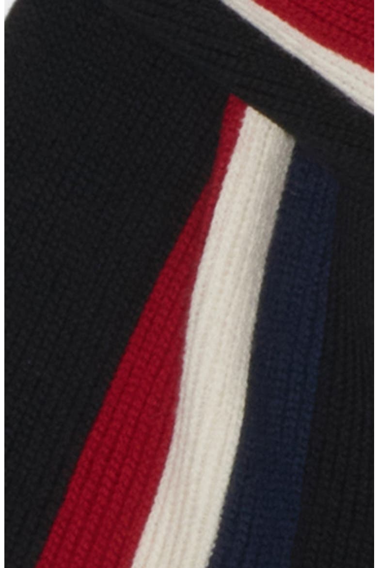 Logo Stripe Wool Scarf, Alternate, color, BLACK