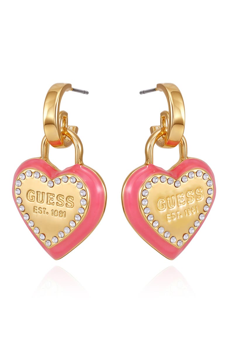 Heart Pavé Charm Earrings, Alternate, color, GOLD TONE