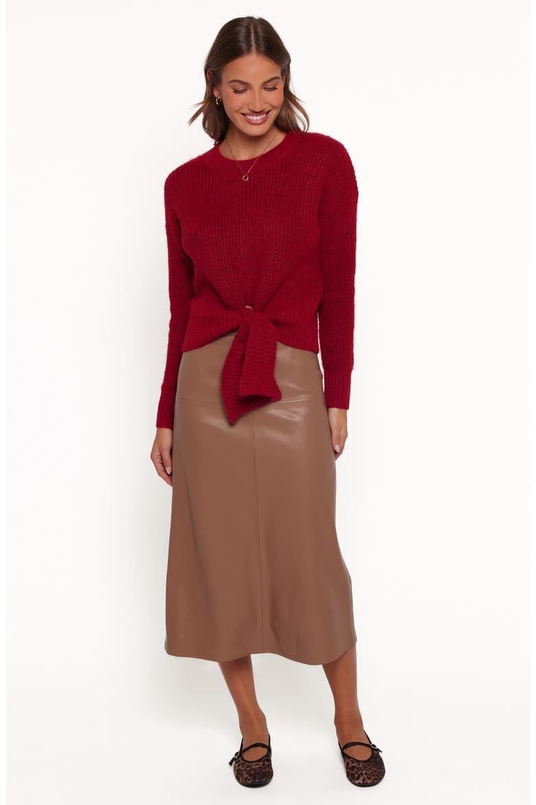 Captivate Tie Hem Sweater, Alternate, color, RED