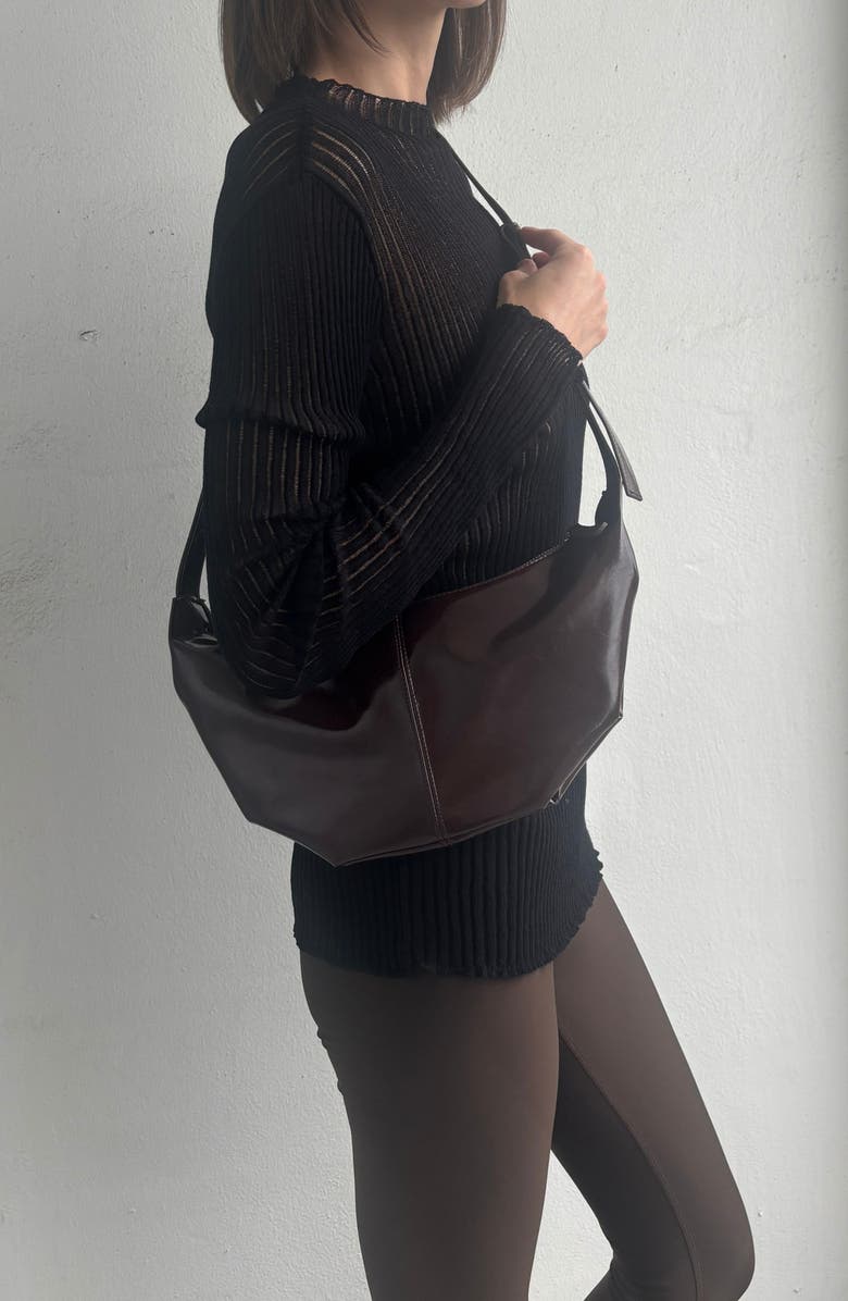 Adornia Crescent Moon Shoulder Bag, Alternate, color, Brown