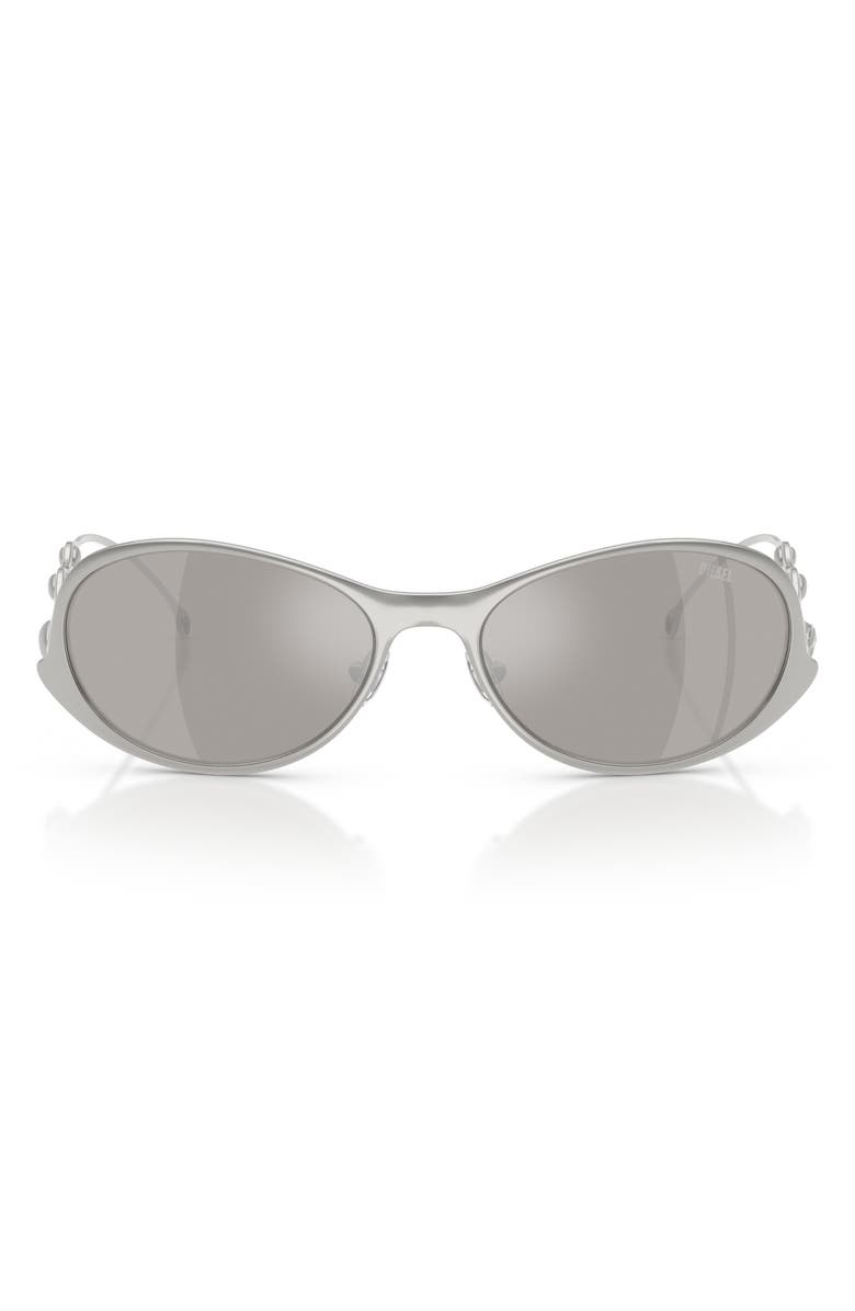 DIESEL<sup>®</sup> 56mm Oval Sunglasses, Main, color, Shiny Silver / Mirror Silver