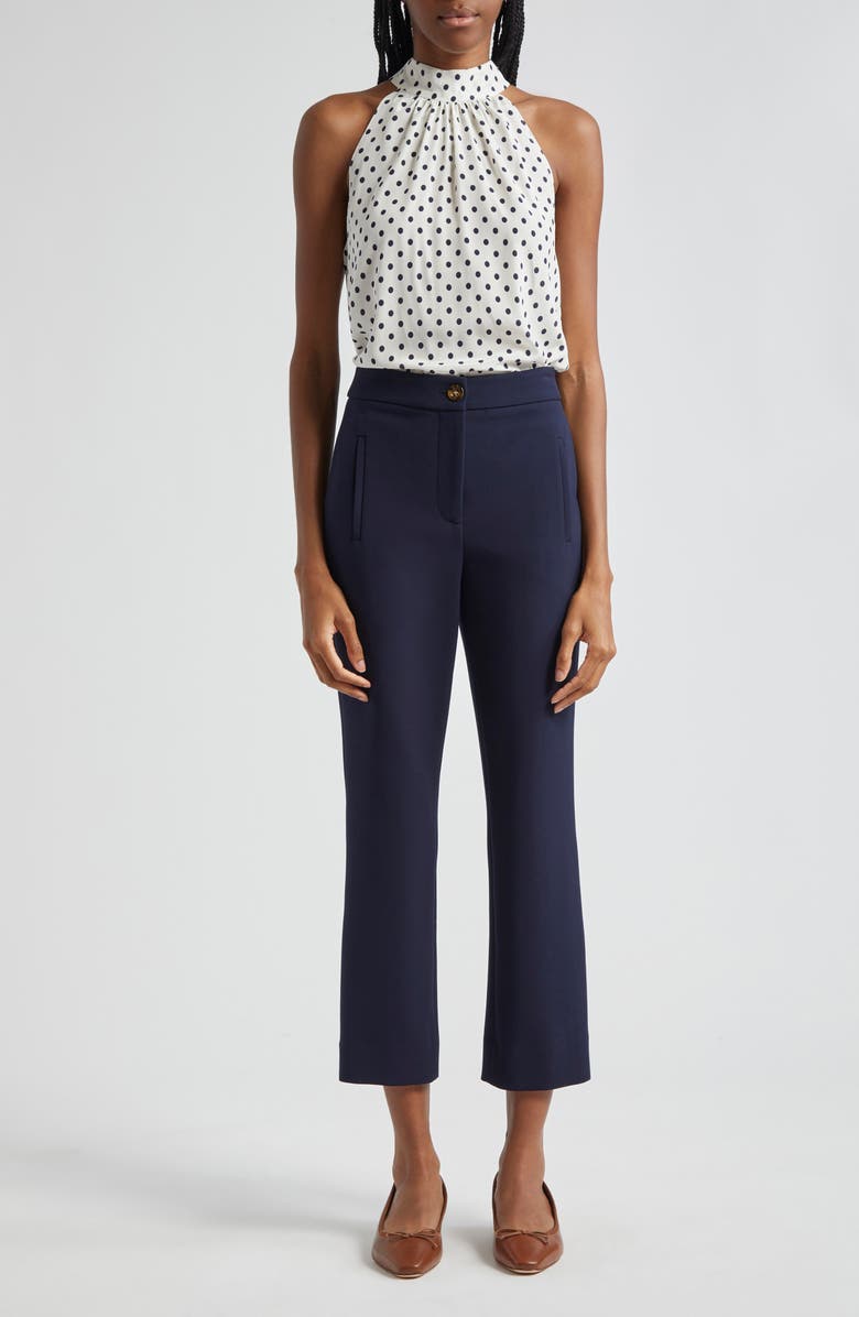 Veronica Beard Kovi Dot Print Stretch Silk Top, Alternate, color, 