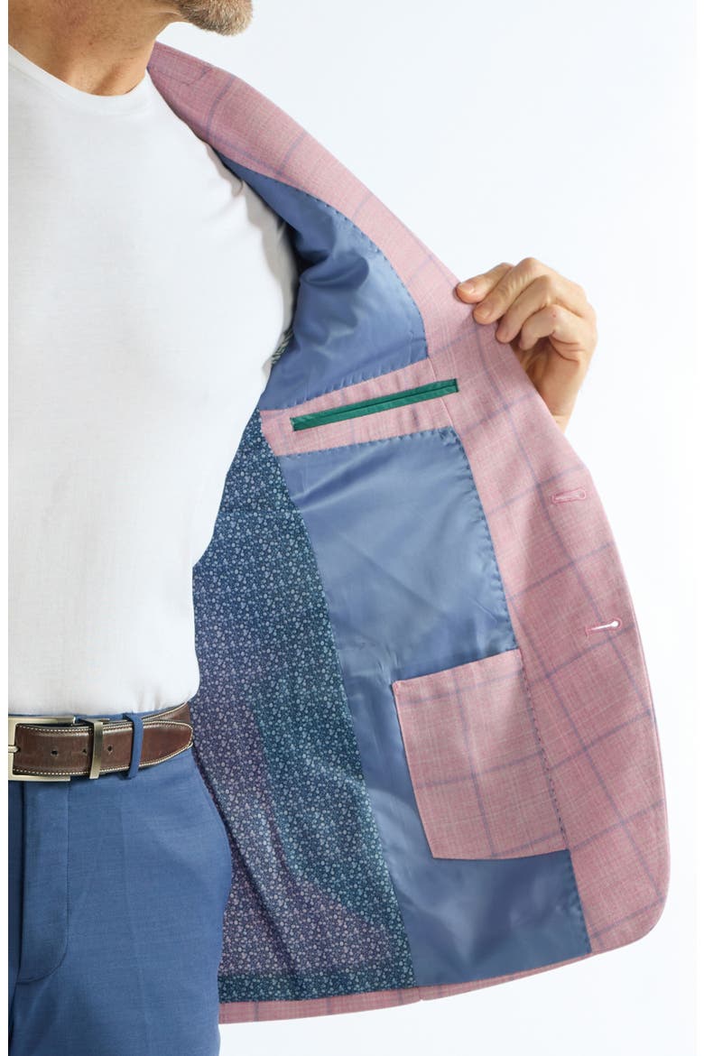 Windowpane Wool Blend Sport Coat, Alternate, color, BERRY