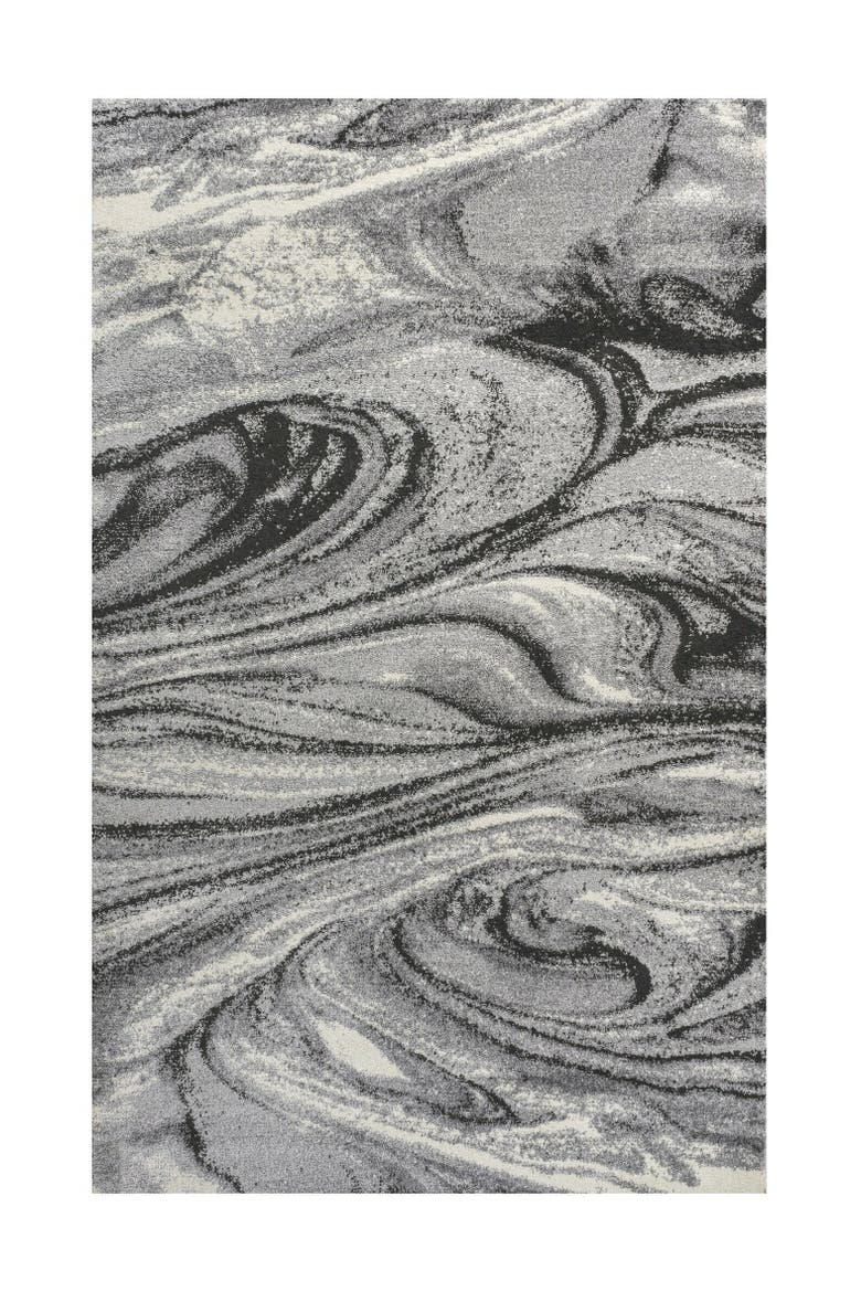 Viscon Abstract Marble Contemporary Area Rug, Alternate, color, Light Gray/Black