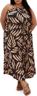 City Chic Tatum Pleated Tie Waist Dress