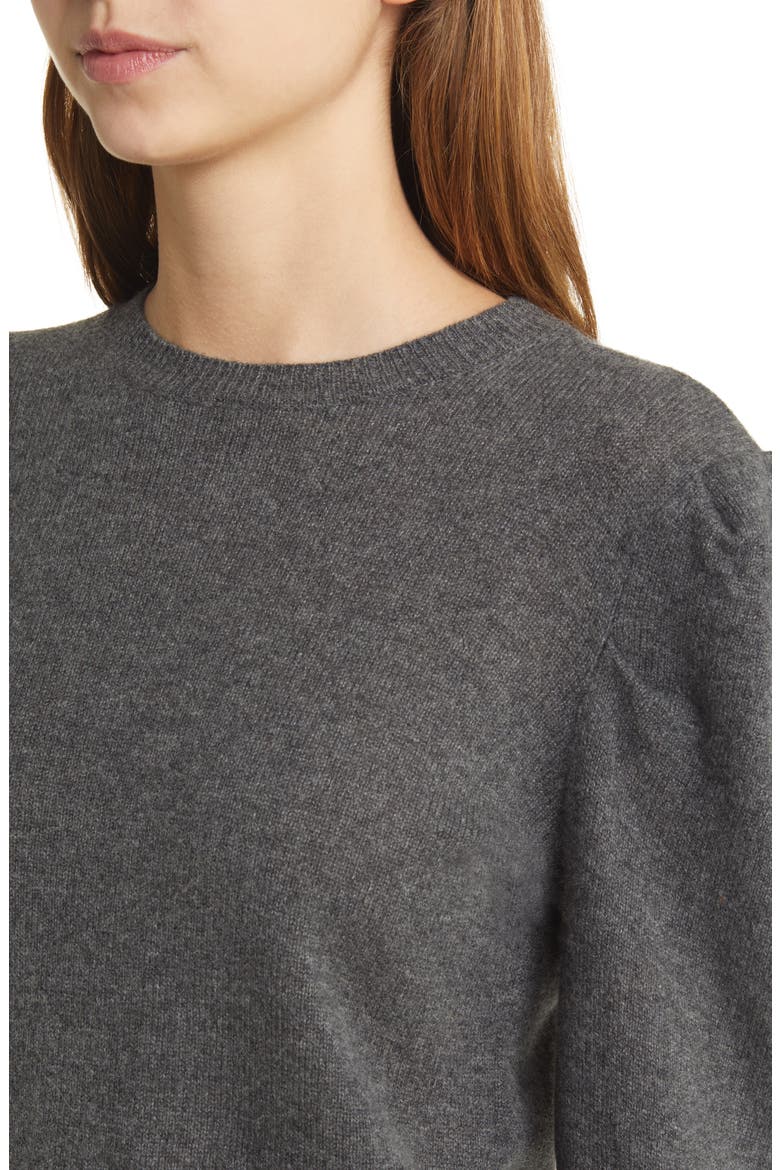 Puff Shoulder Cashmere & Wool Sweater, Alternate, color, DARK GRIS HEATHER