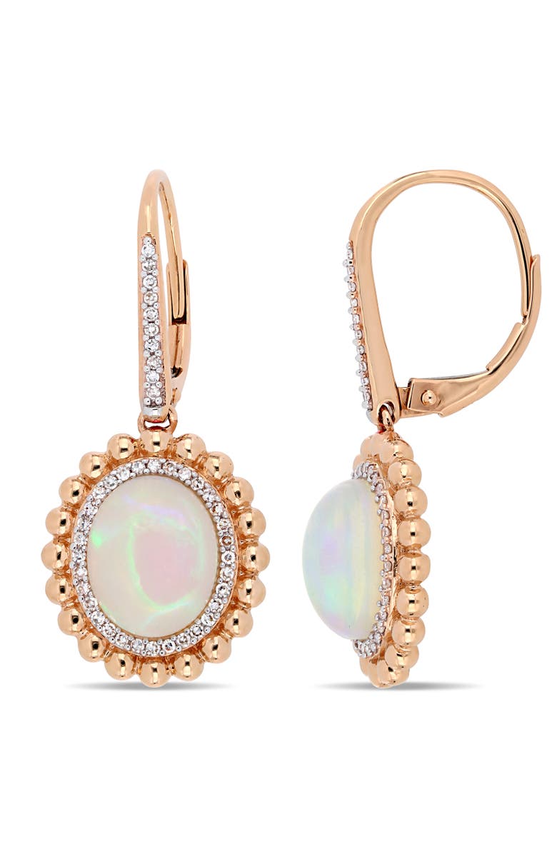 Julianna B. Blue-Hued Opal & Diamond Double Halo Earrings 14k, Main, color, 