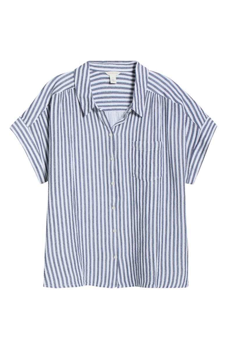 Caslon<sup>®</sup> Cotton Gauze Button-Up Shirt, Alternate, color, Navy- White Brianne Stripe