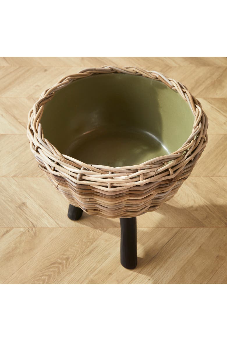 Woven Rattan Dry Basket Plant Riser 17", Alternate, color, Brown
