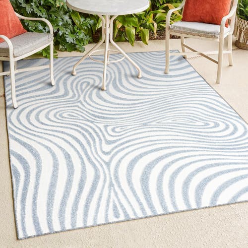 Jonathan Y Maribo High-low Abstract Groovy Striped Indoor/outdoor Area Rug In Light Blue/ivory