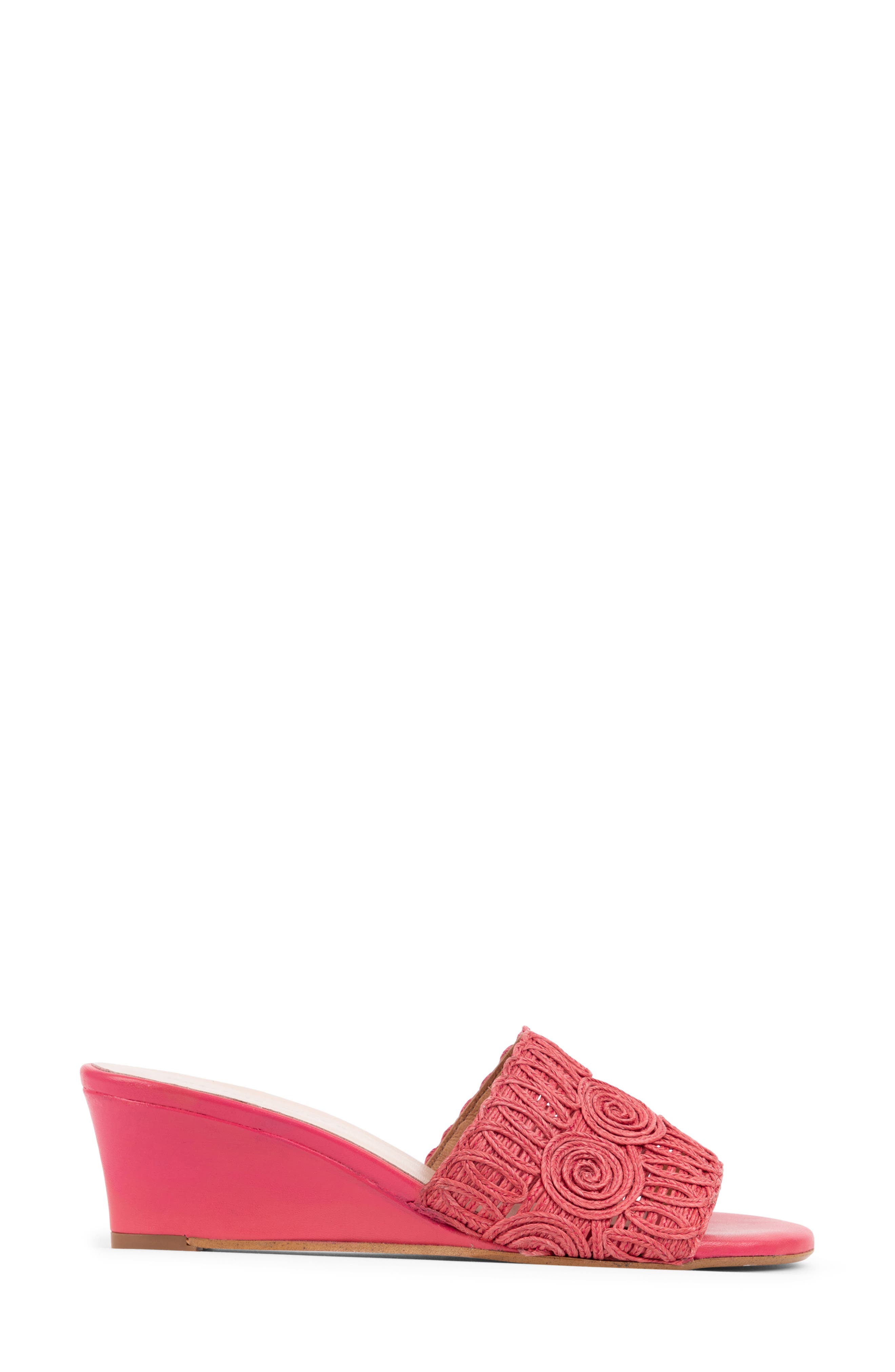 Siesta Raffia Wedge Slide Sandal, Alternate, color, ROSE PINK