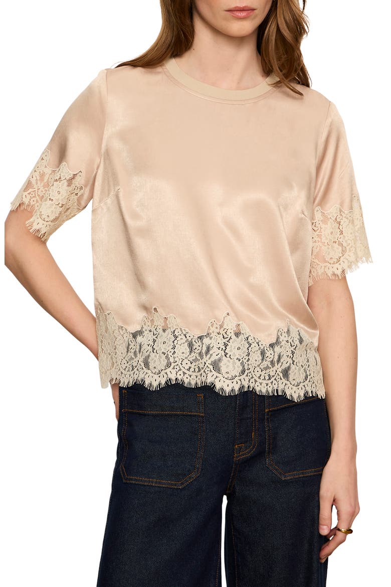 One of a Kind Satin & Lace Top, Alternate, color, HAZELNUT BROWN