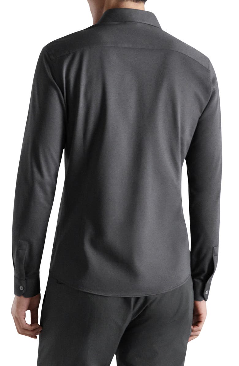 MANGO Slim Fit Cotton Blend Button-Up Shirt, Alternate, color, Charcoal