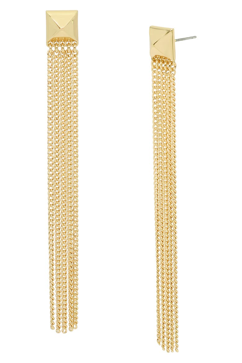 Curb Chain Linear Drop Earrings, Main, color, GOLD