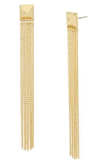 Allsaints Curb Chain Linear Drop Earrings In Gold