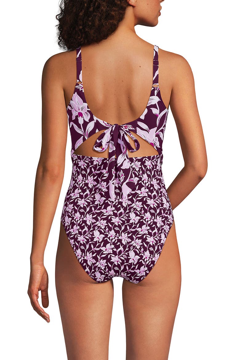 Wrap Monokini High Leg One Piece Swimsuit, Alternate, color, Daylily Red Tossed Floral