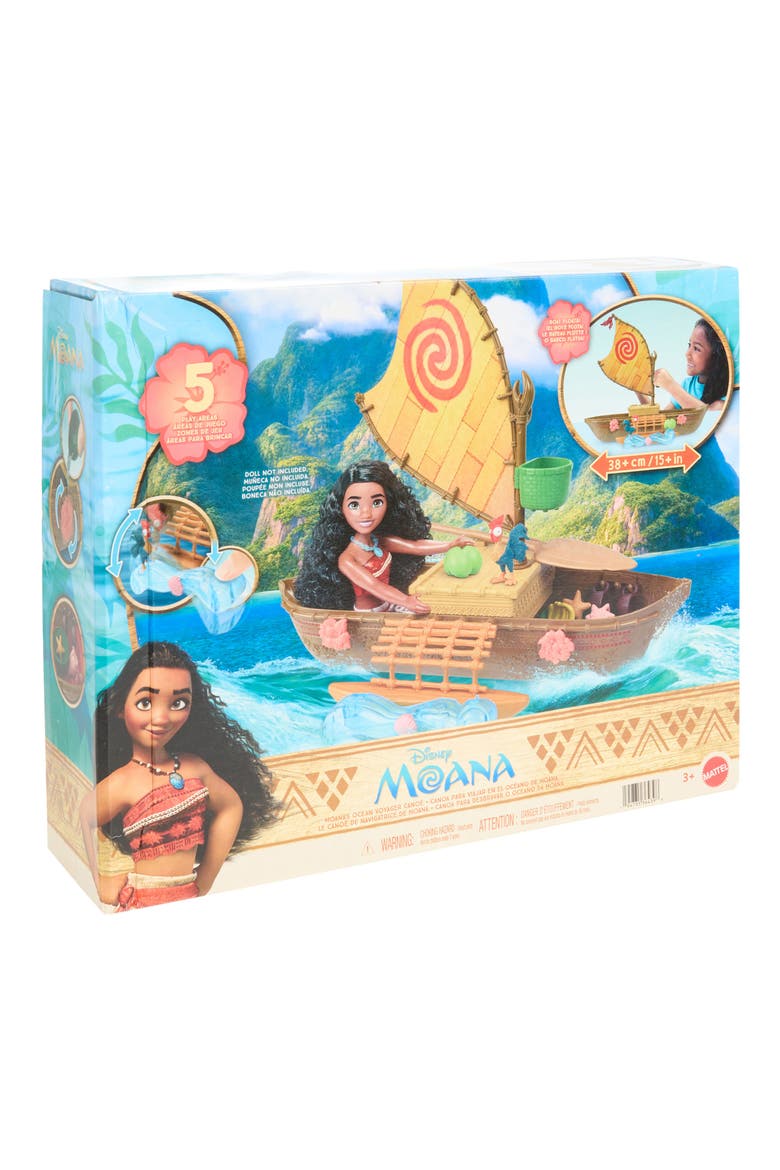 Moana Floating Ocean Voyager Canoe Playset with 5 Play Areas, 9 Accessories & Animal Figure, Main, color, MOANA