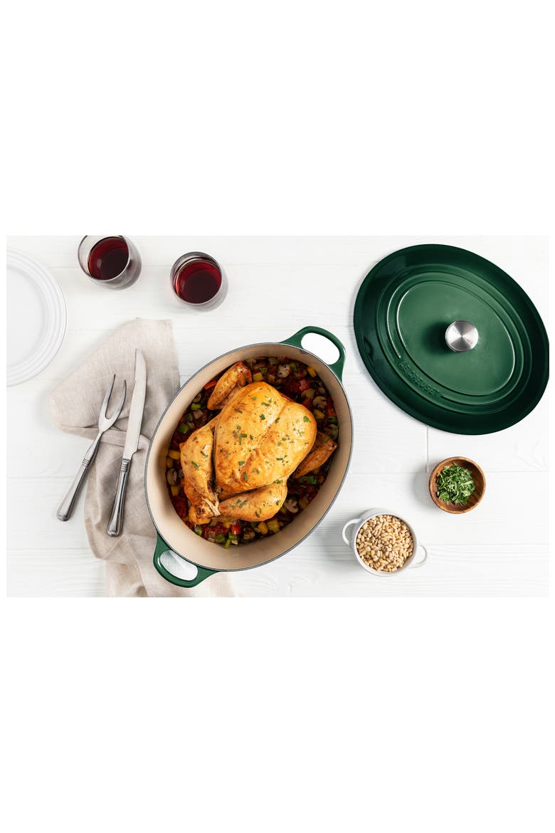 Traditional 8-Quart Oval Enamel Cast Iron Dutch Oven with Lid, Alternate, color, ARTICHAUT