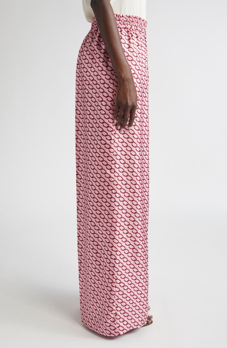 Oscar de la Renta Oscar Chain Print Silk Wide Leg Pants, Alternate, color, 