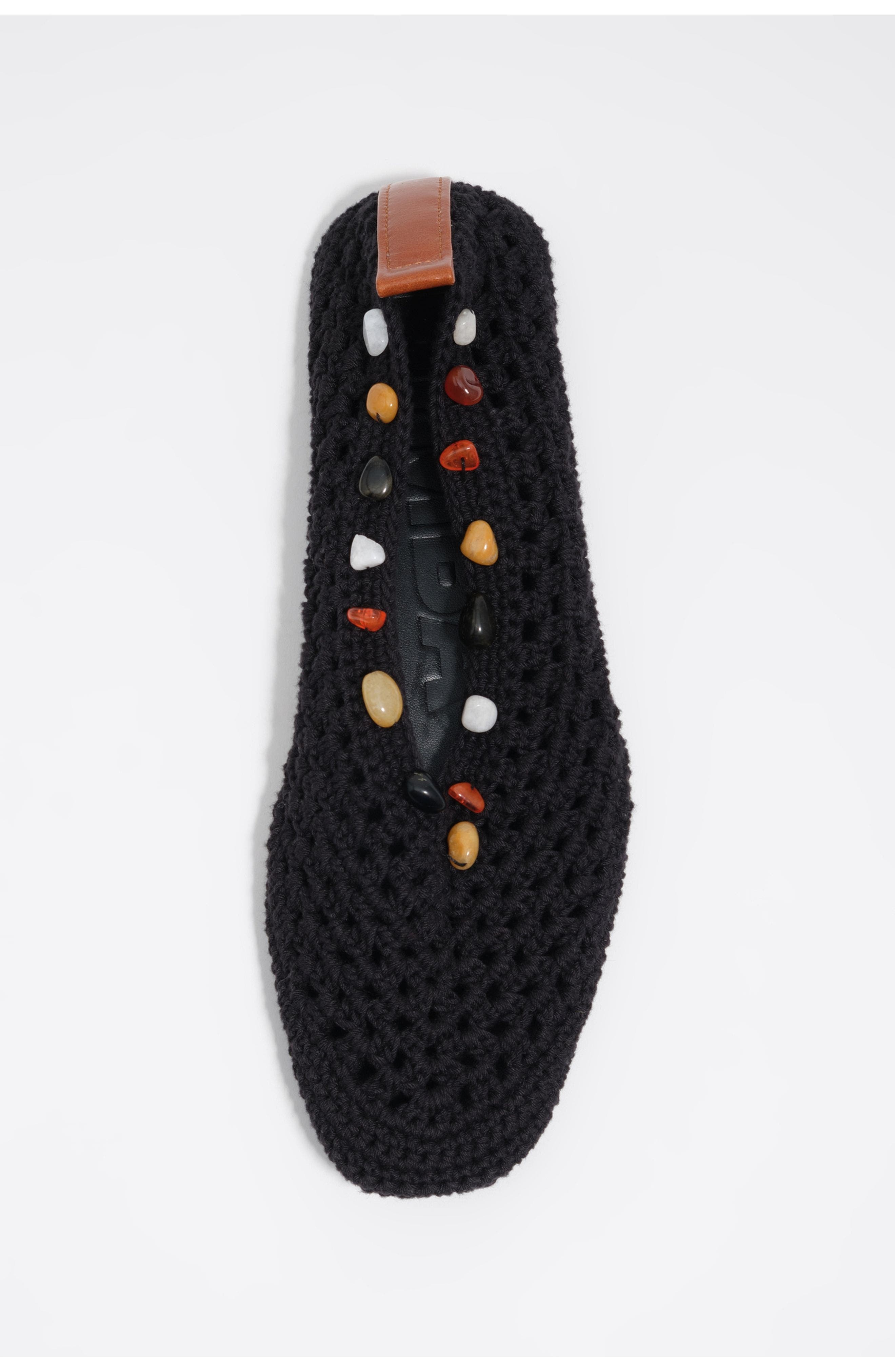 Bimba y Lola Crochet Ballerina With Stones, Alternate, color, Black