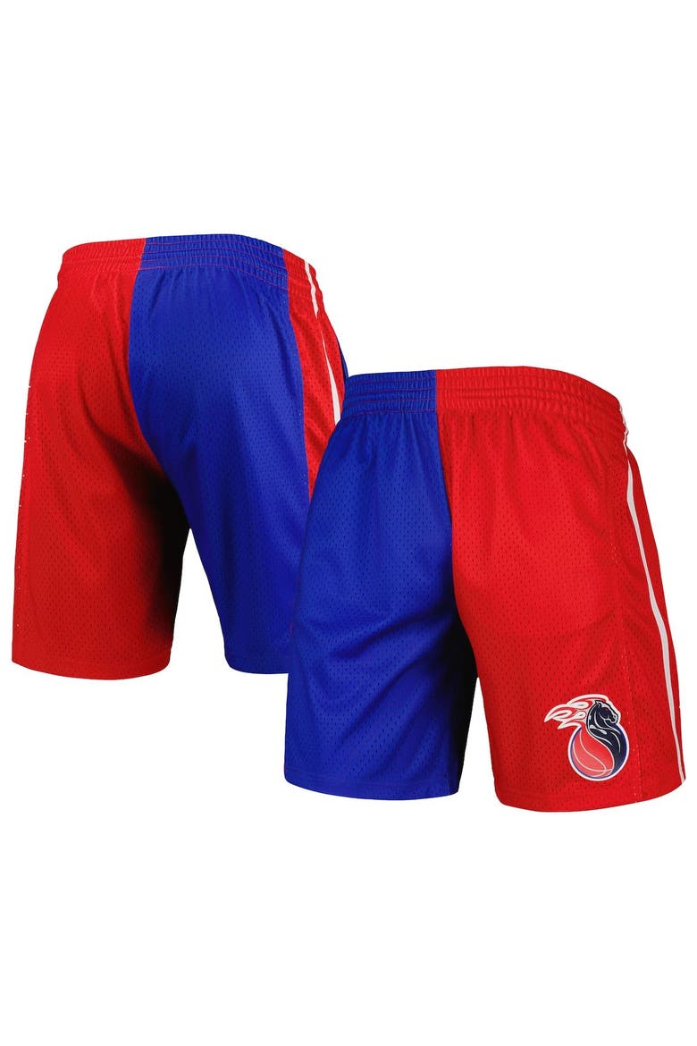 Men's Mitchell & Ness Blue/Red Detroit Pistons Hardwood Classics 2003 Split Swingman Shorts, Main, color, Blue