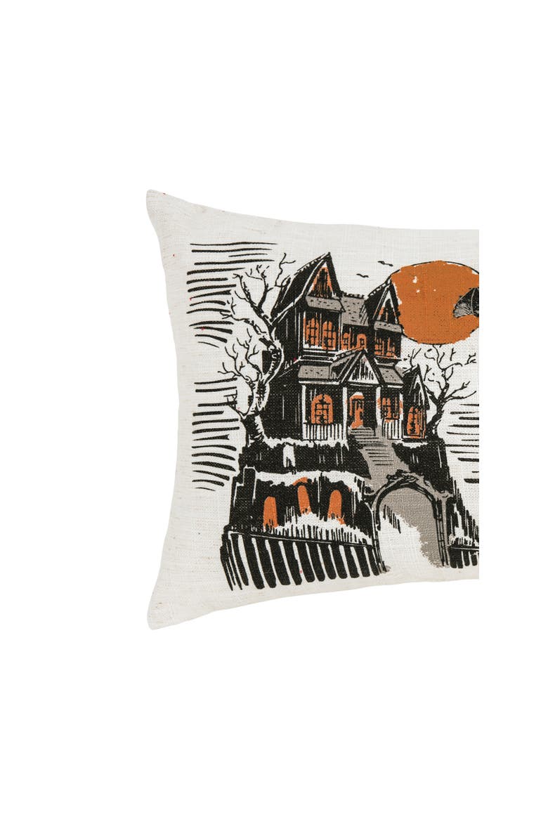 Haunted House Halloween 100% Polyester Printed Accent Pillow w/ Decorative Buttons 13" x 20", Alternate, color, Beige