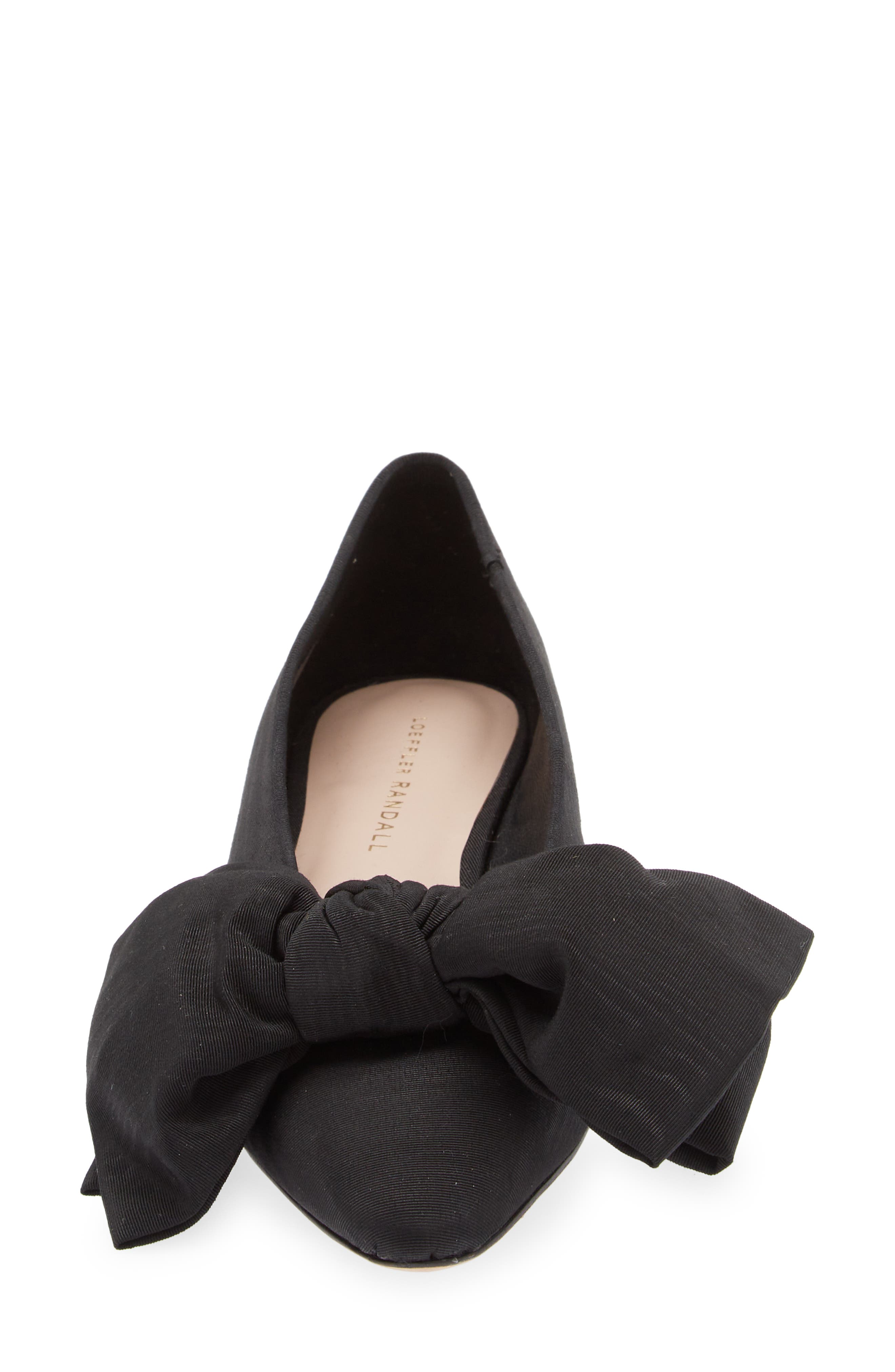 Loeffler Randall Noa Bow Pointed Toe Block Heel Pump, Alternate, color, Black