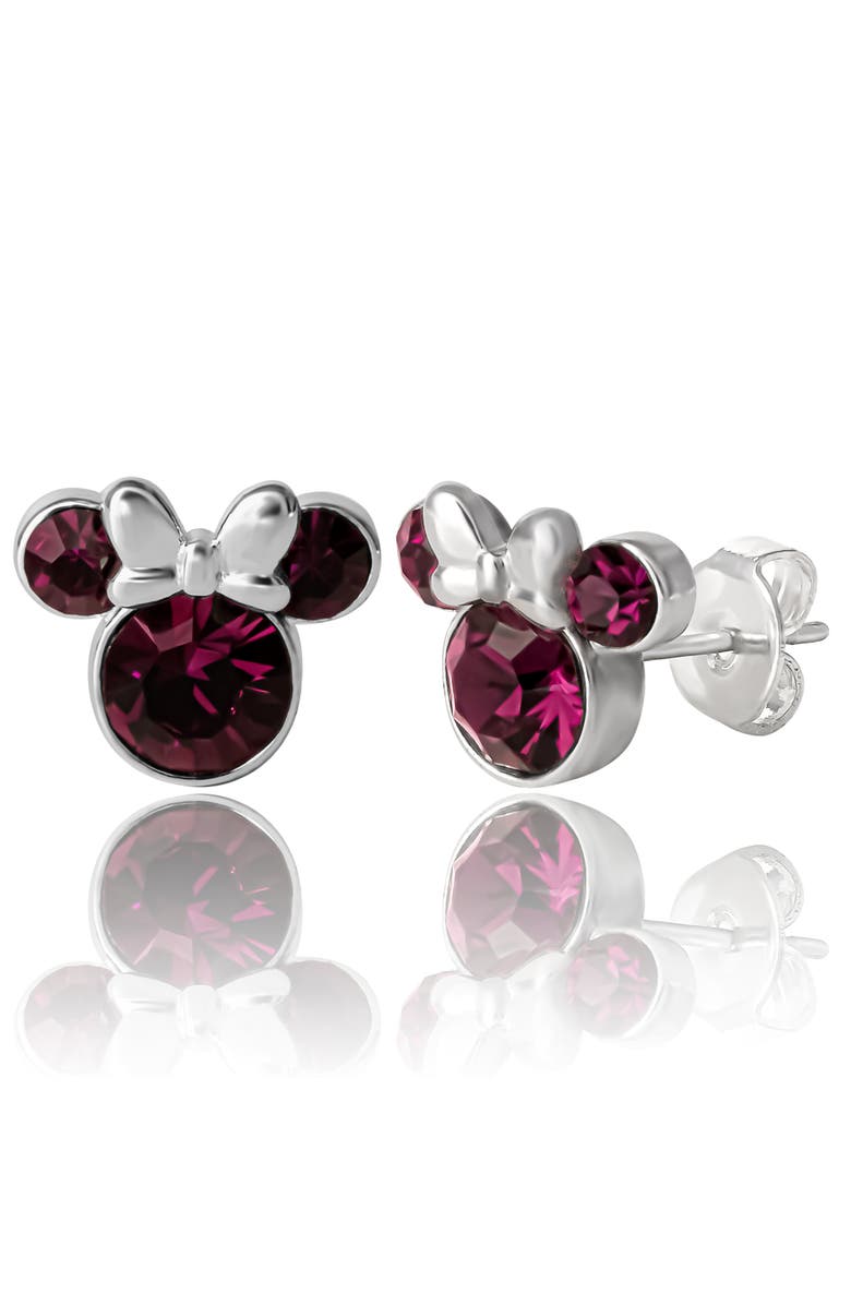 Disney Birthstone Stud Earrings, Alternate, color, February - Amethyst Crystal