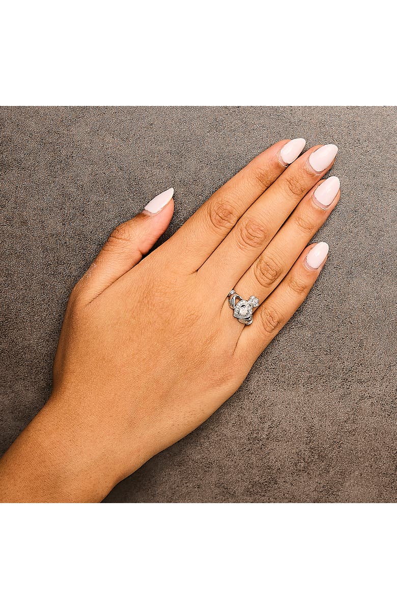 Haus of Brilliance 14K White Gold 3/8 Cttw Diamond Claddagh Heart Ring, Alternate, color, White Gold