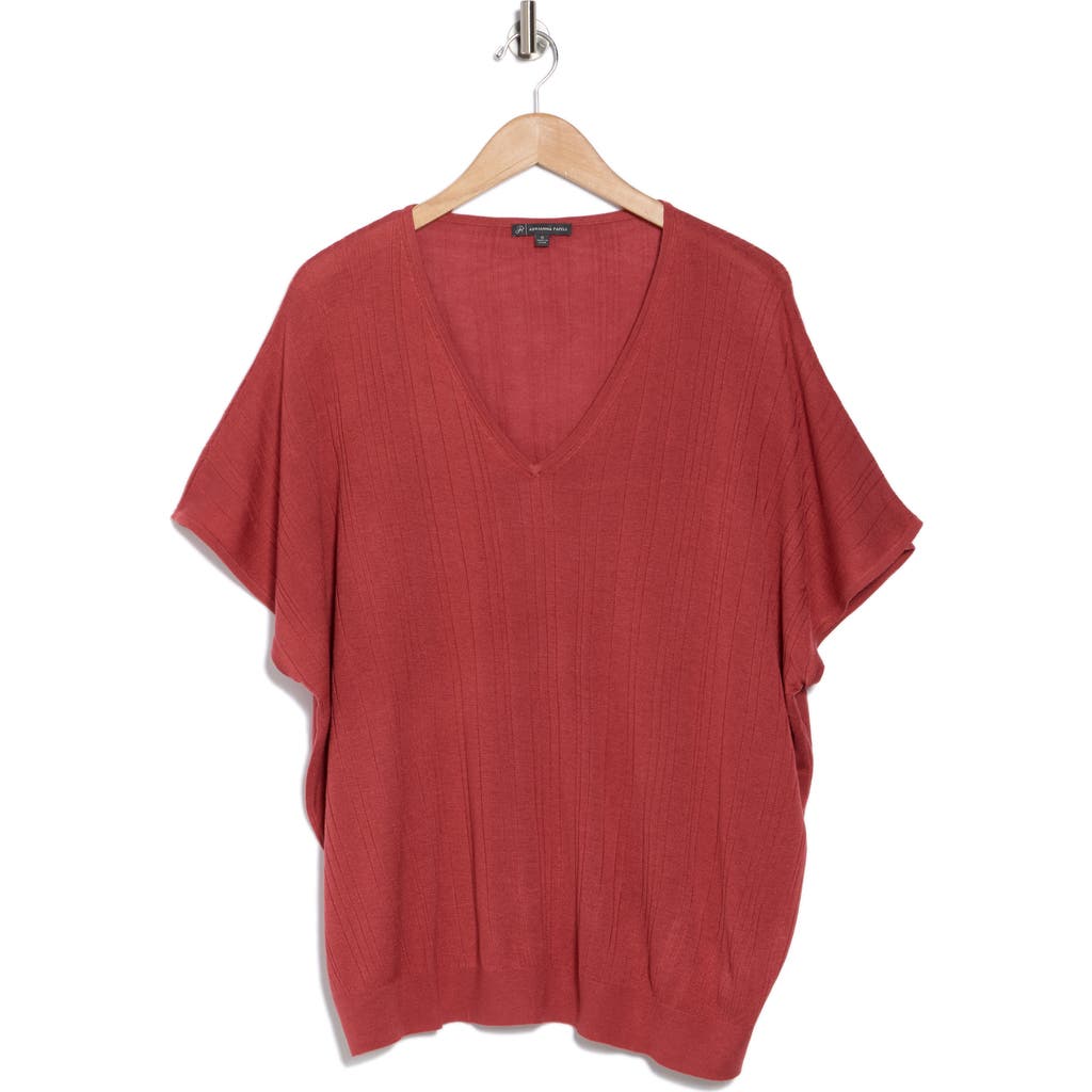 ADRIANNA PAPELL ADRIANNA PAPELL SHORT SLEEVE RIBBED SWEATER