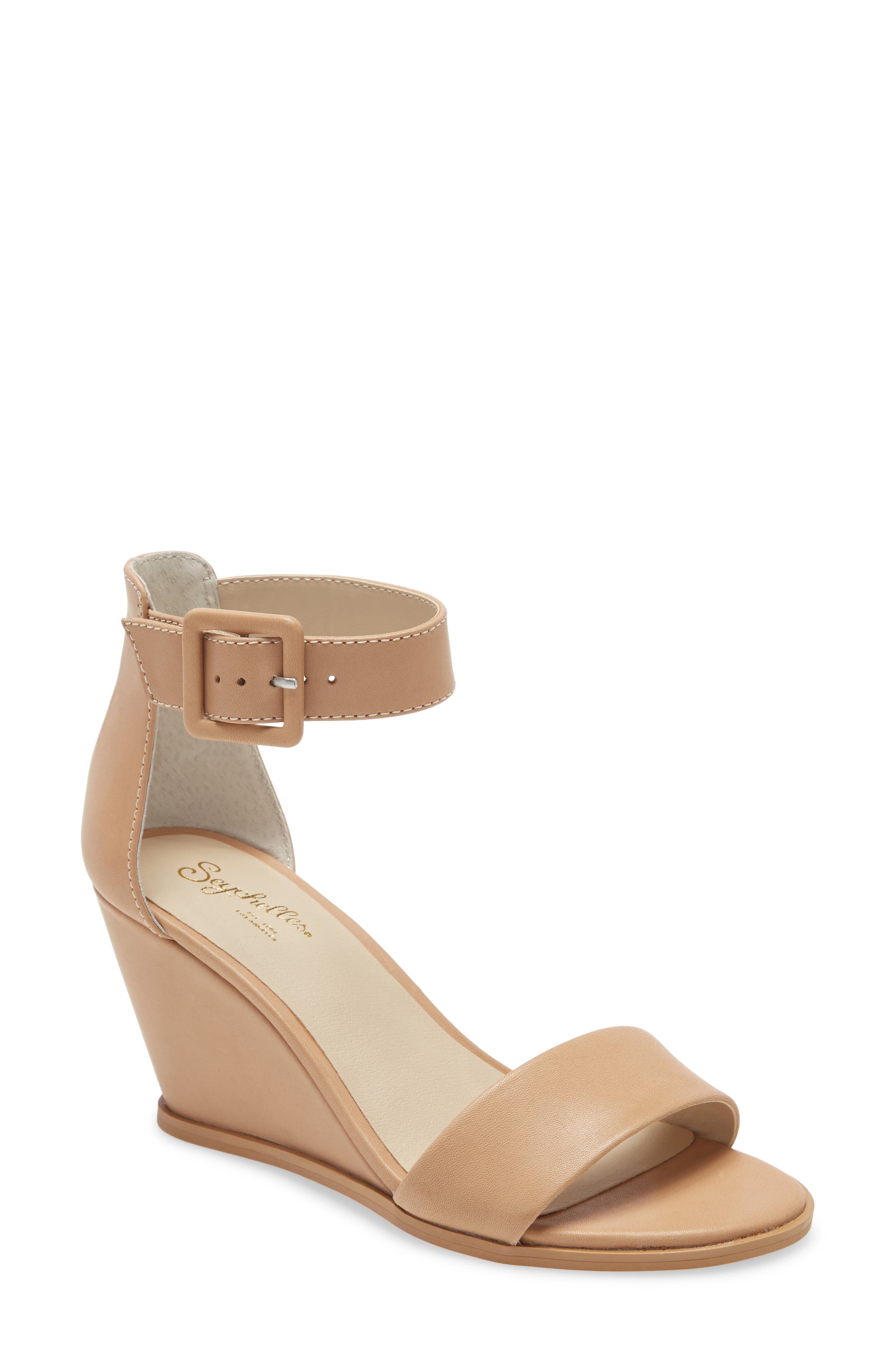 Cloud Nine Wedge Sandal, Main, color, BEIGE LEATHER