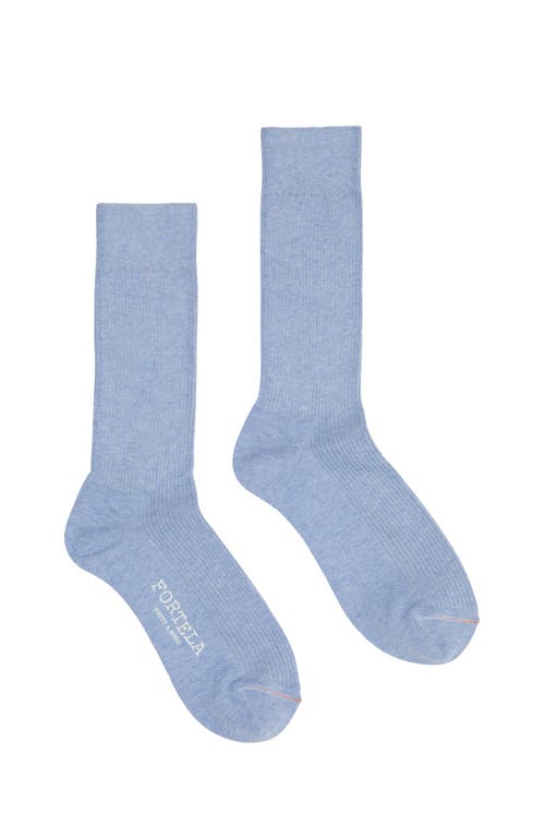 Fortela 2 Mid-length Lisle Cotton Socks In Blue